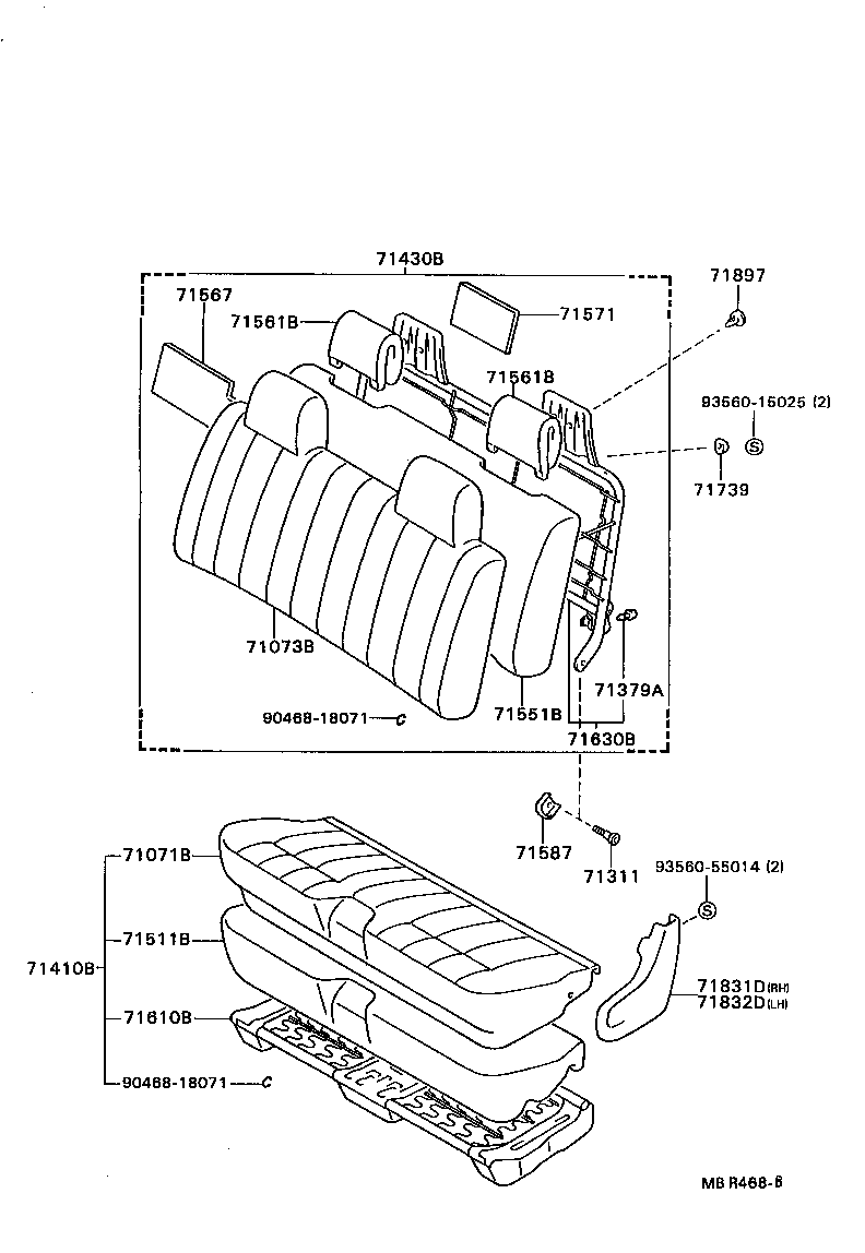 71017-35010 FRAME SUB-ASSY, REAR SEAT BACK, RH product image