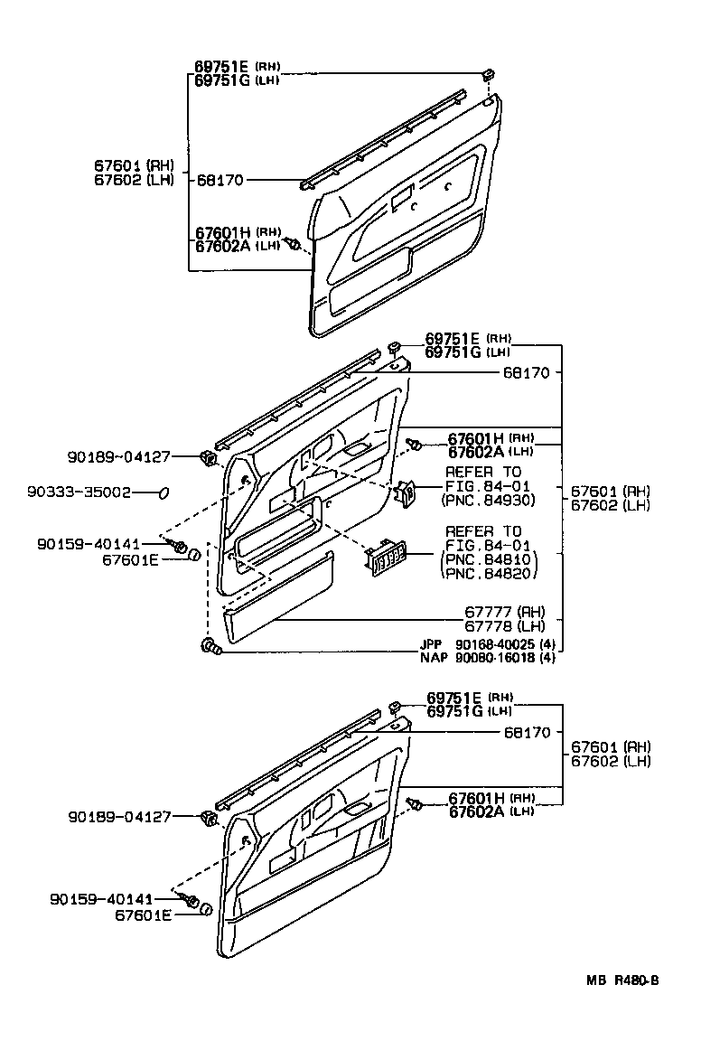 Toyota 67610-02090-D0 BOARD SUB-ASSY, FRONT DOOR TRIM, RH