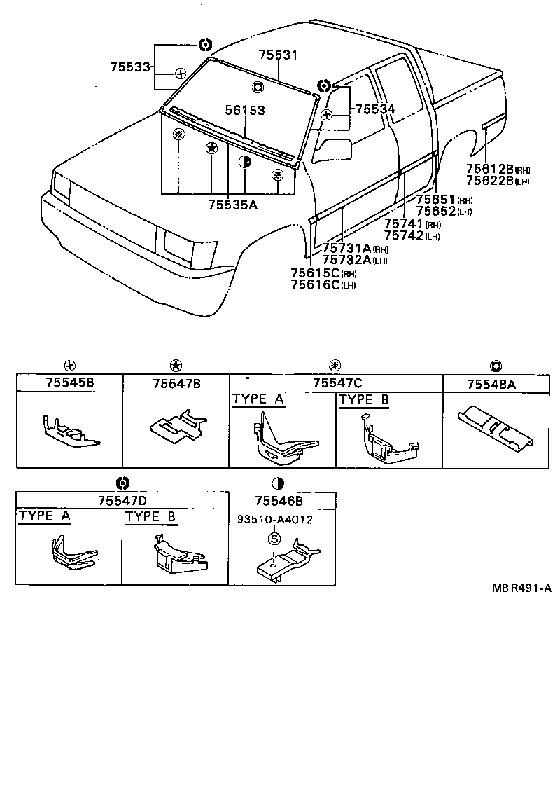 75741-35040 MOULDING, REAR DOOR, OUTSIDE RH product image
