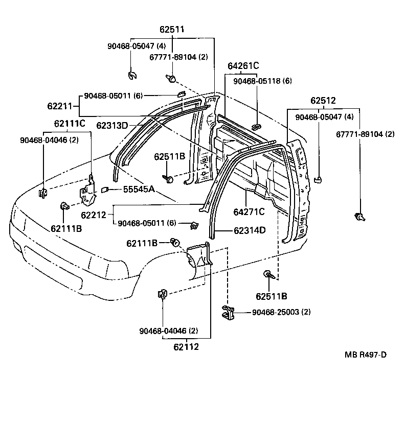64713-89101-06 COVER, DECK SIDE TRIM, FRONT LH product image