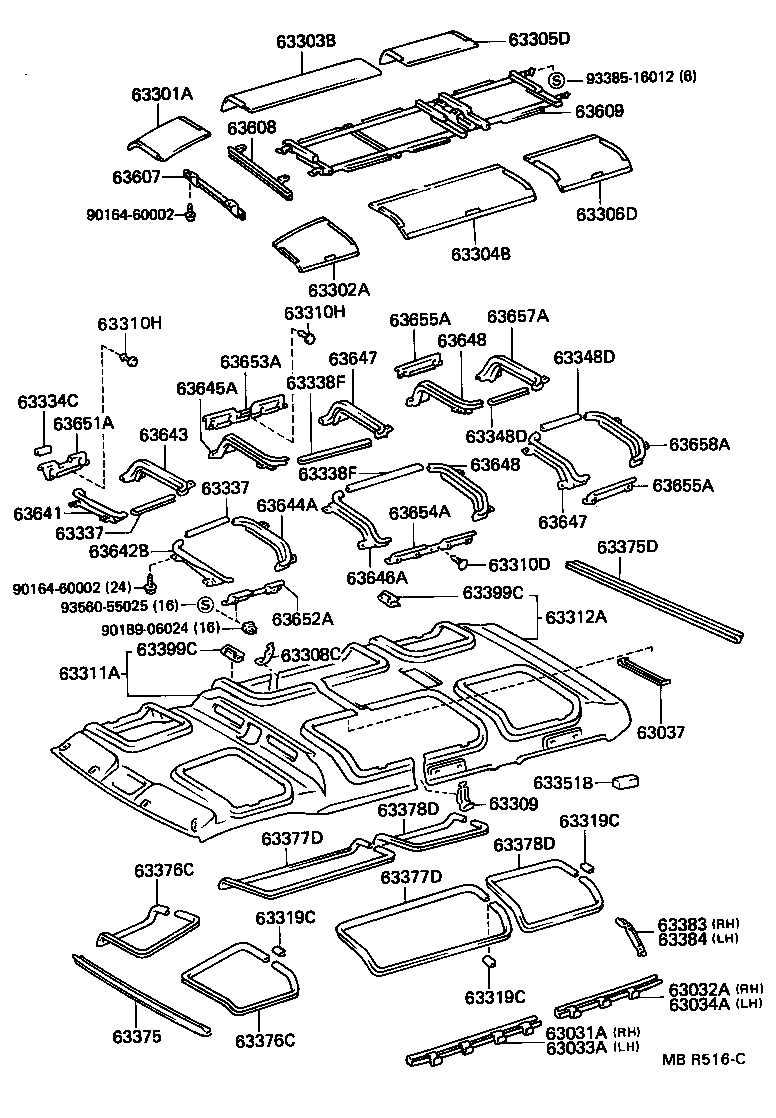 63361-95705 SUPPORT, ROOF HEADLINING, NO.1 product image