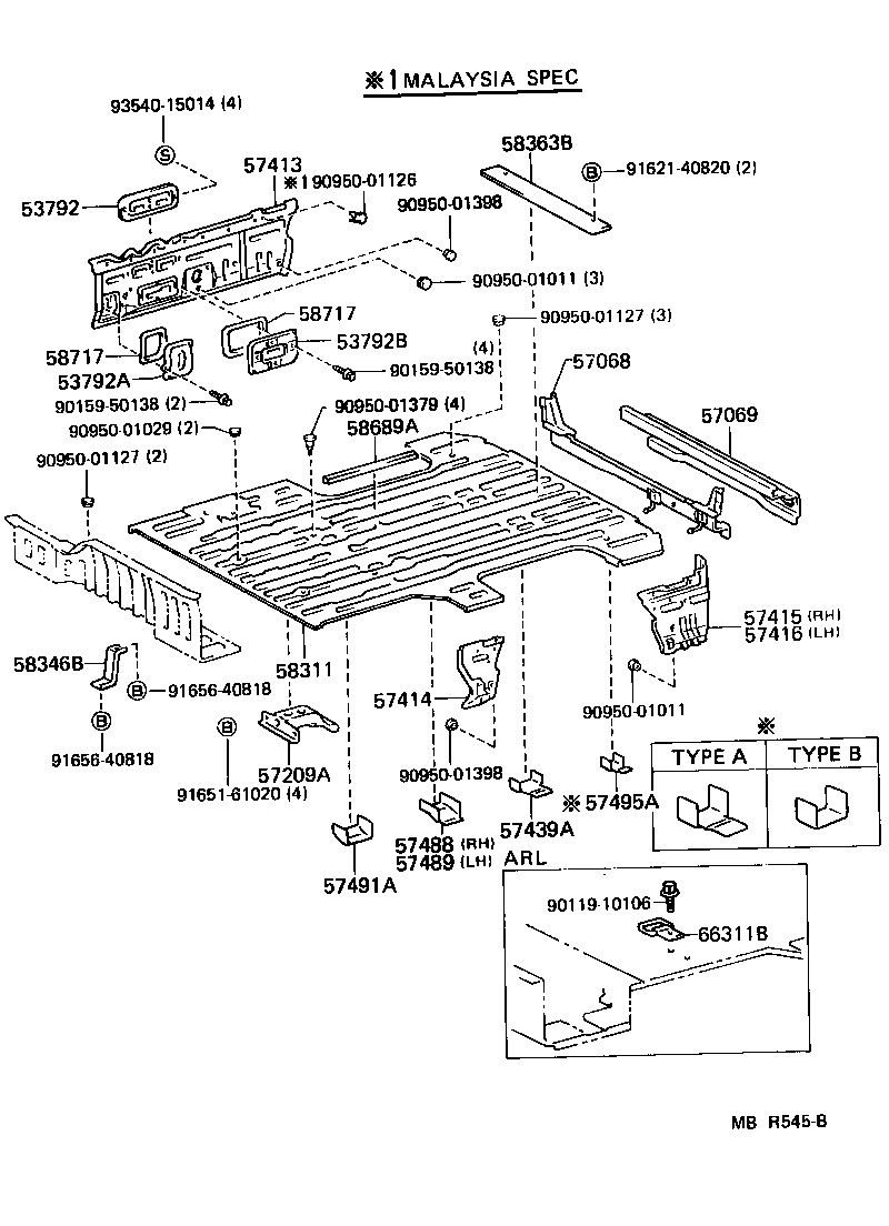 57488-95700 REINFORCEMENT, FLOOR SIDE MEMBER, NO.2 RH product image