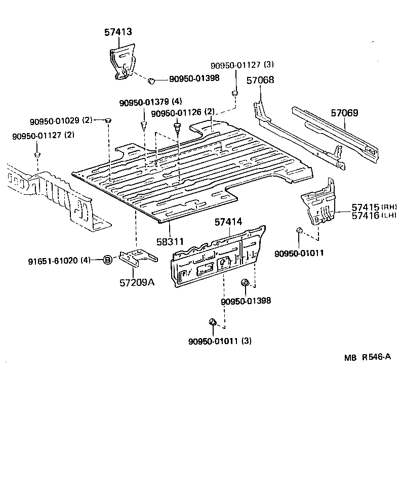 57488-95700 REINFORCEMENT, FLOOR SIDE MEMBER, NO.2 RH product image