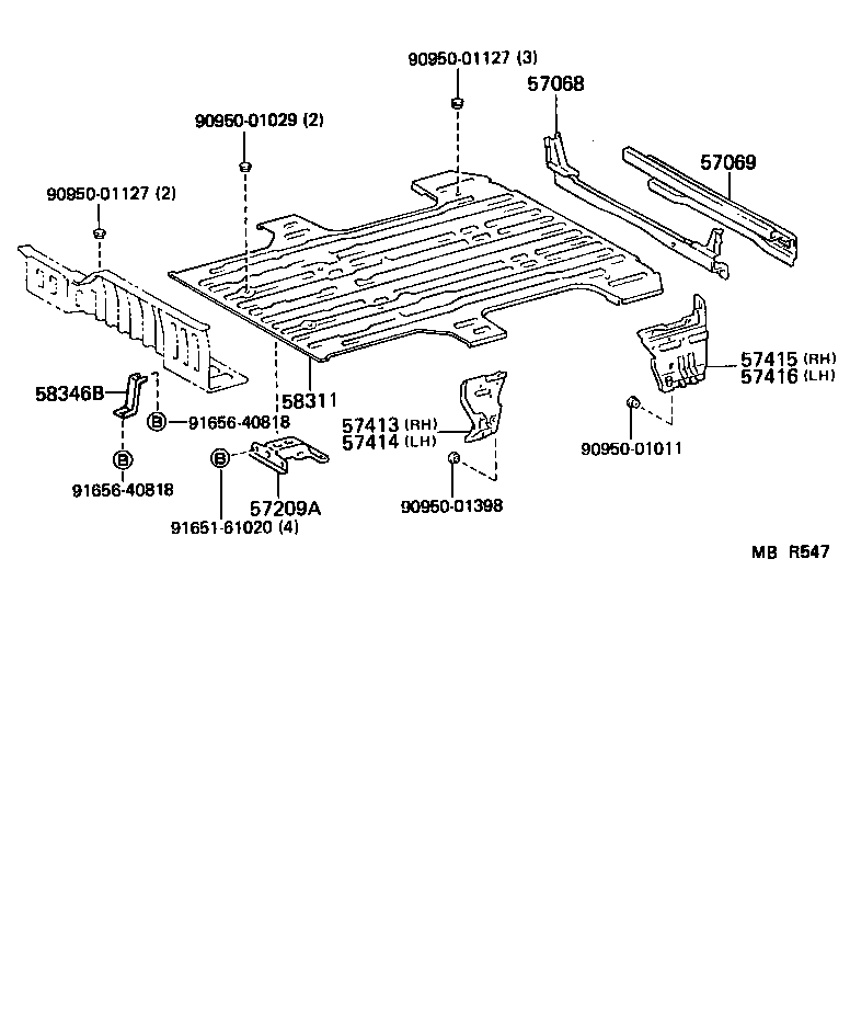 57488-95700 REINFORCEMENT, FLOOR SIDE MEMBER, NO.2 RH product image