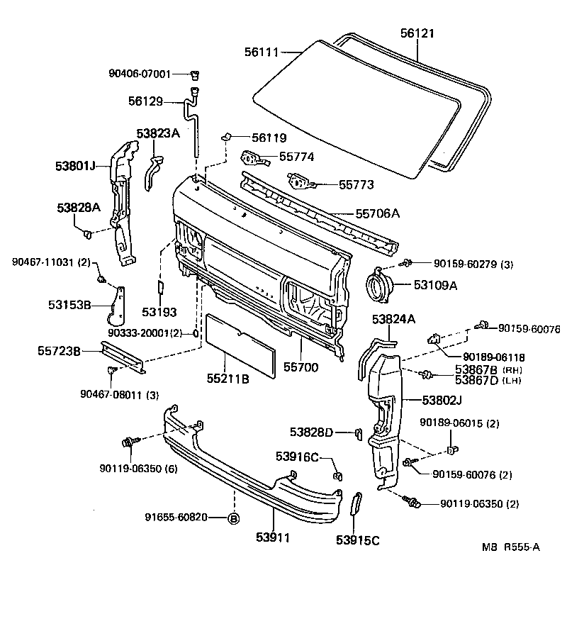 55773-95705 RETAINER, WIPER SHAFT, CENTER product image