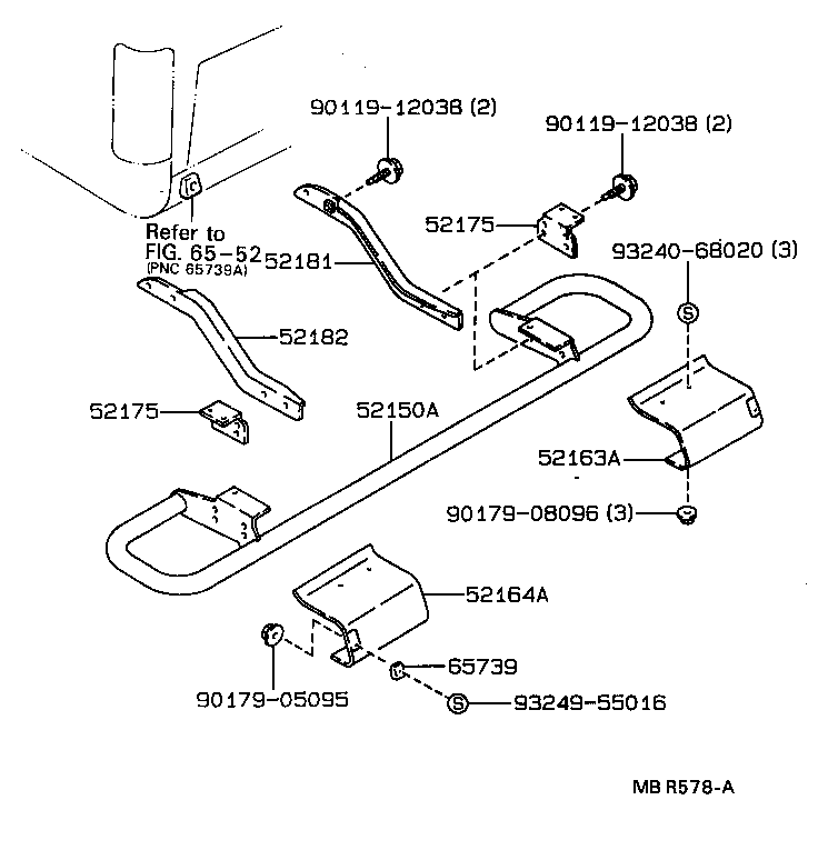 52182-89116 ARM, REAR BUMPER, LH product image