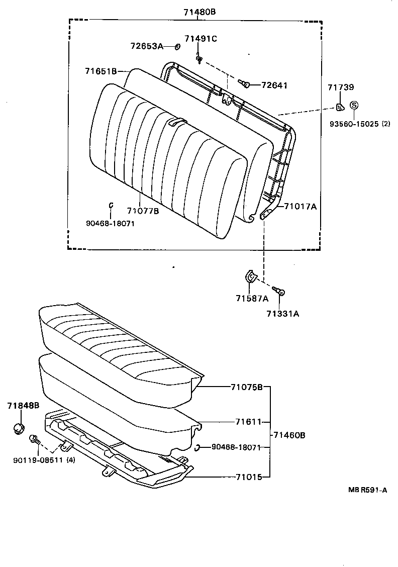 71017-35010 FRAME SUB-ASSY, REAR SEAT BACK, RH product image