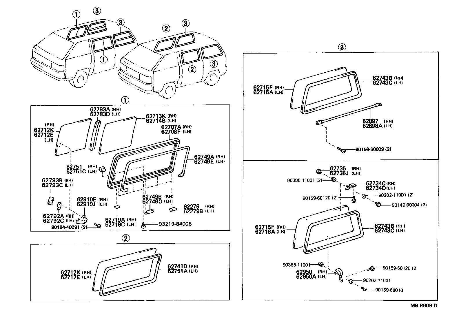 62715-27010 GLASS, SIDE REAR WINDOW, RH product image