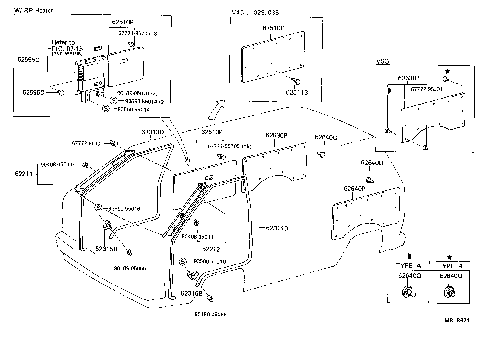 62413-95705-16 GARNISH, CENTER PILLAR, LOWER RH product image
