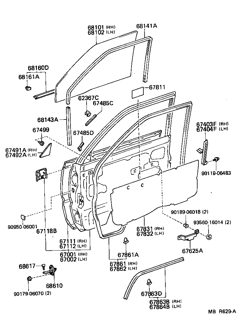 67002-95745 PANEL SUB-ASSY, FRONT DOOR, LH product image