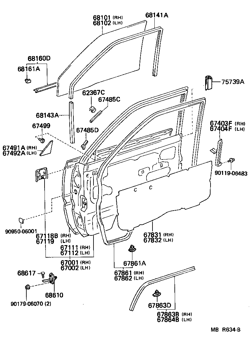 67404-95701 FRAME SUB-ASSY, FRONT DOOR, REAR LOWER LH product image