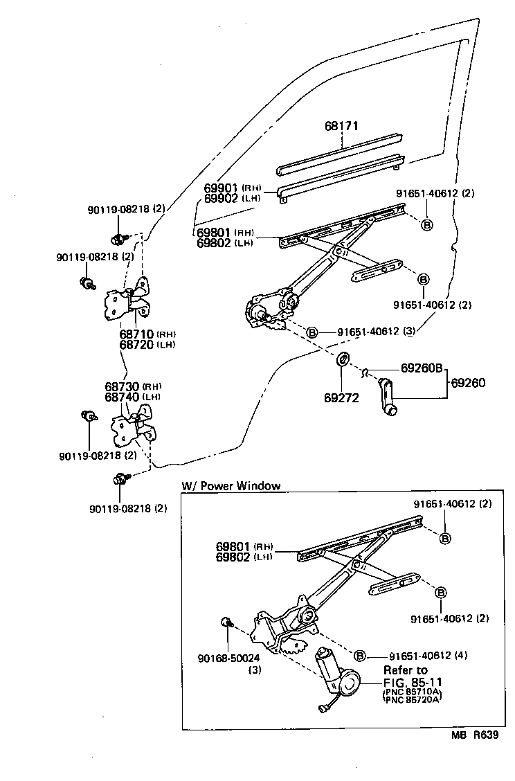 69801-95701 REGULATOR SUB-ASSY, FRONT DOOR WINDOW, RH product image
