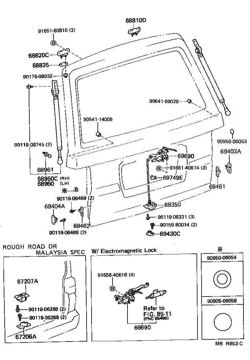 68950-80008 STAY ASSY, BACK DOOR, RH product image