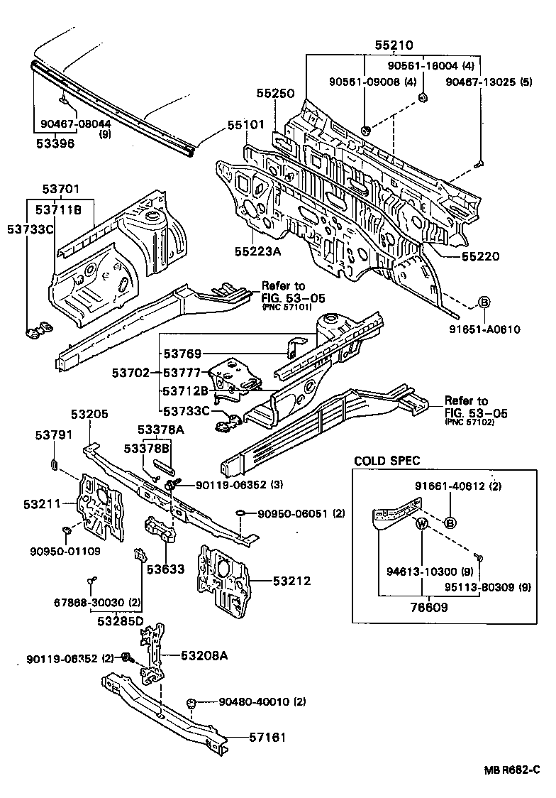 53212-22190 SUPPORT, RADIATOR, LH product image