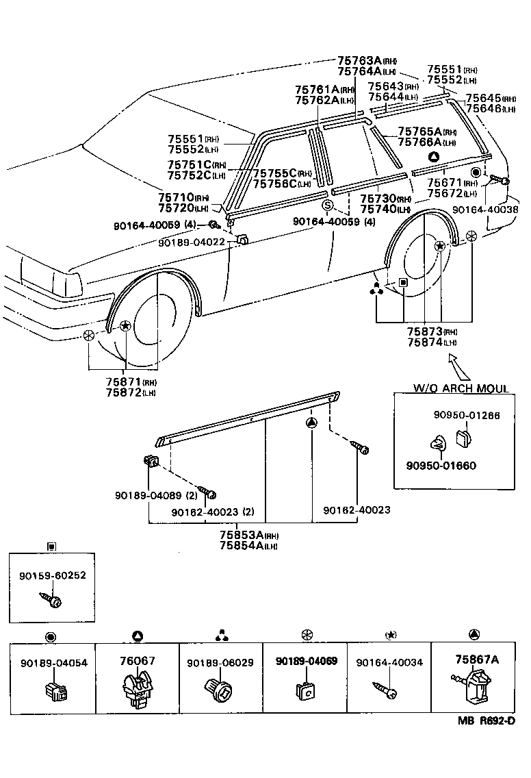 75645-23020 MOULDING, QUARTER WINDOW, OUTSIDE REAR RH product image
