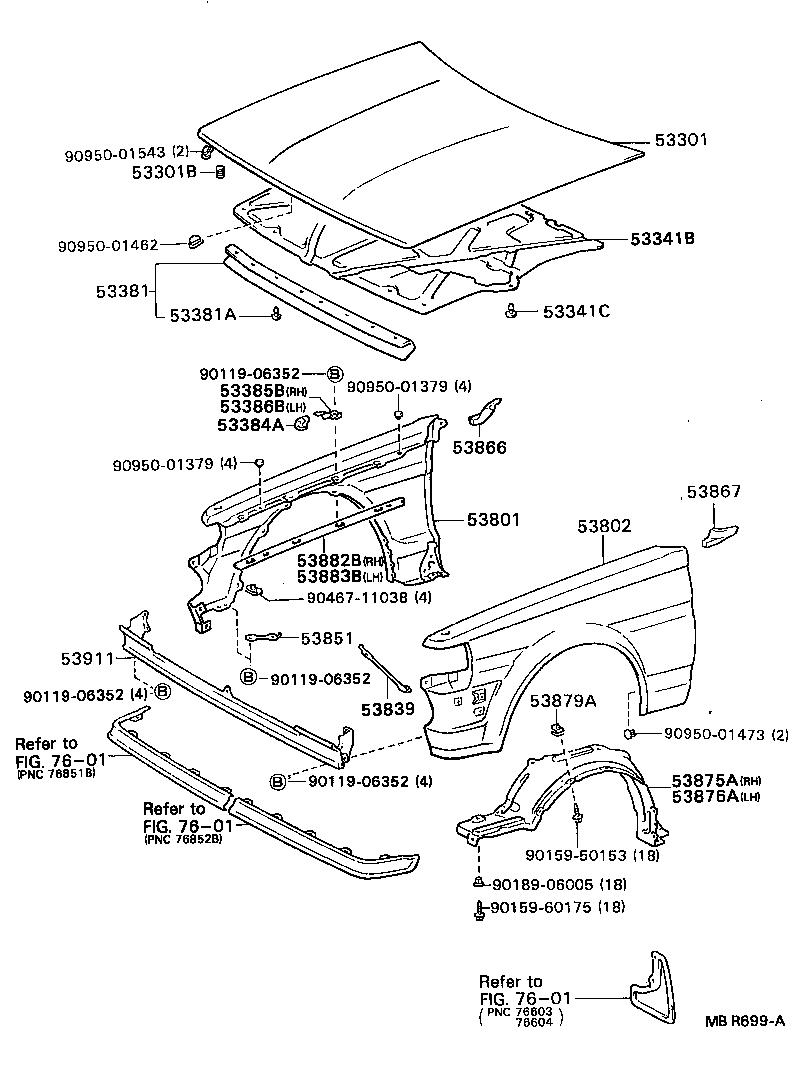 53341-22071 INSULATOR, HOOD product image
