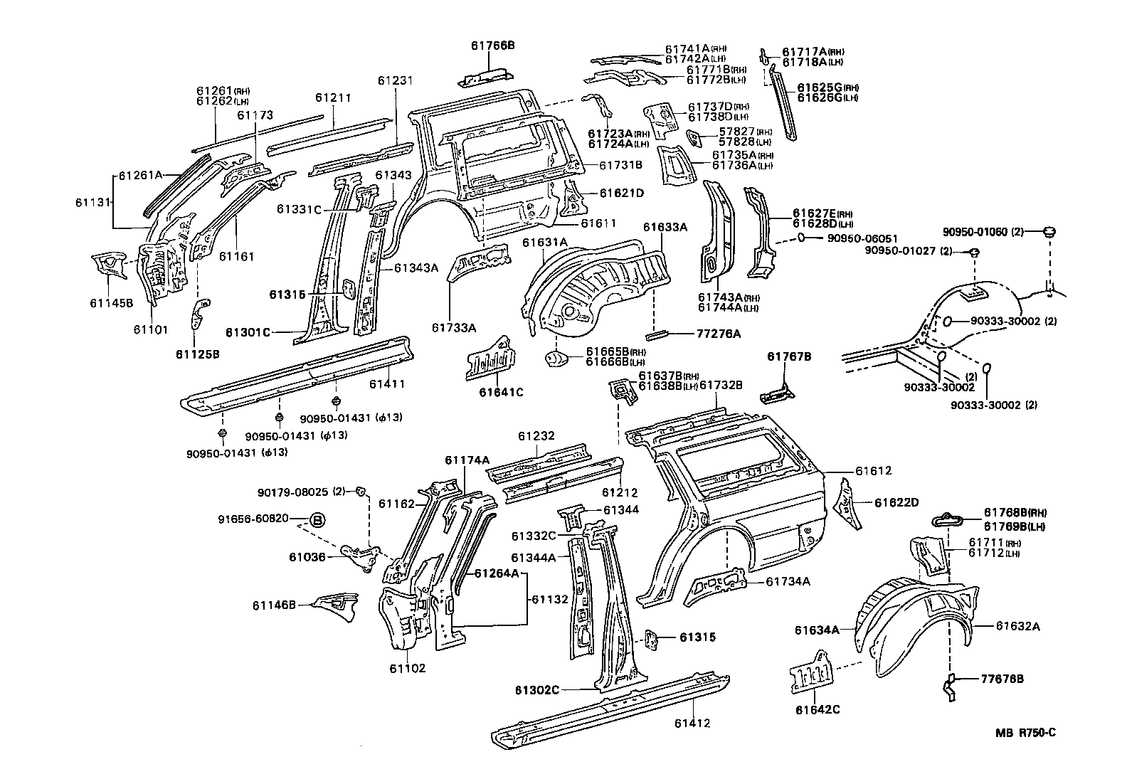 61601-91695 PANEL, QUARTER, RH product image
