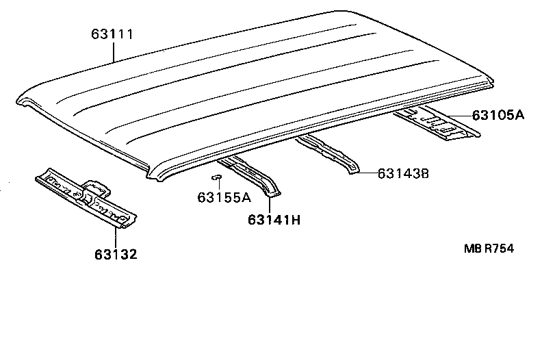 63403-23010 SUPPORT SUB-ASSY, ROOF RACK, CENTER RH product image