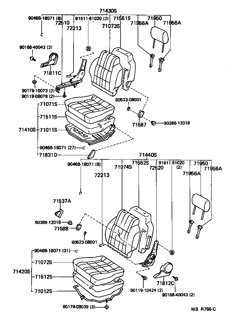 71033-95702 PAD, CENTER SEAT BACK product image