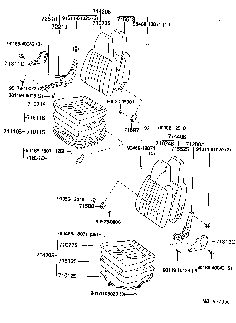79101-95705 SPRING ASSY, NO.1 SEAT CUSHION product image