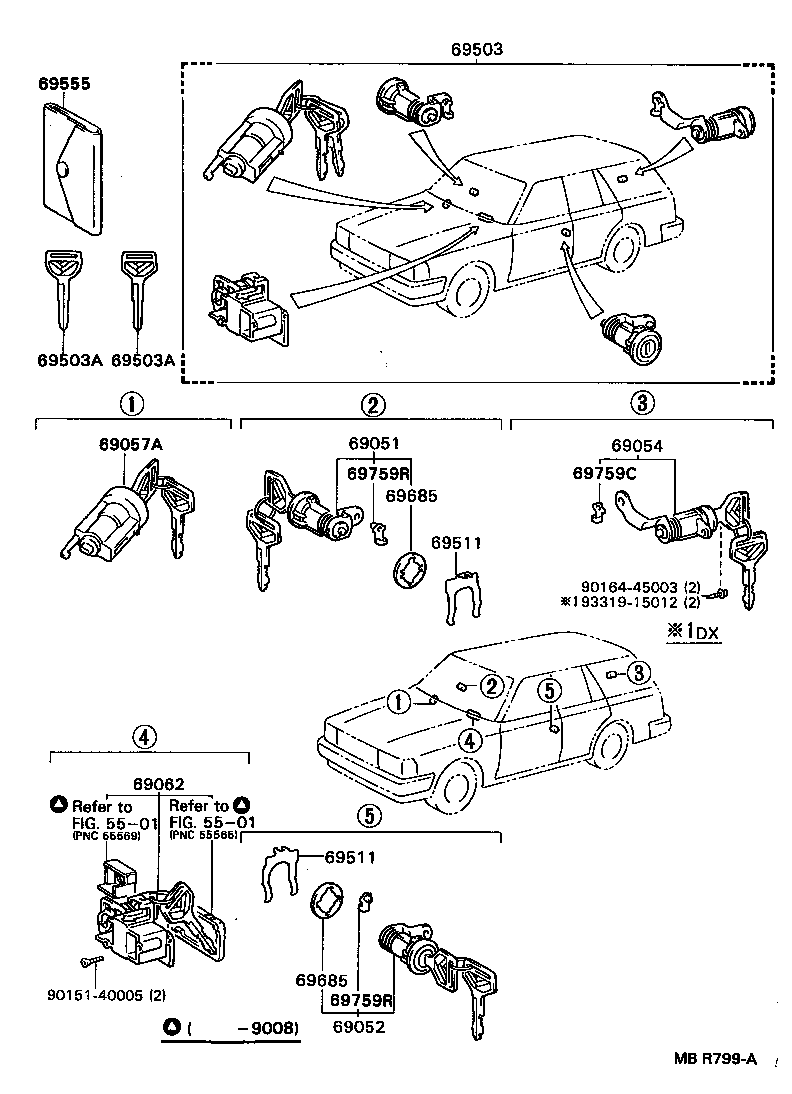 69005-23090 CYLINDER SET, LOCK product image