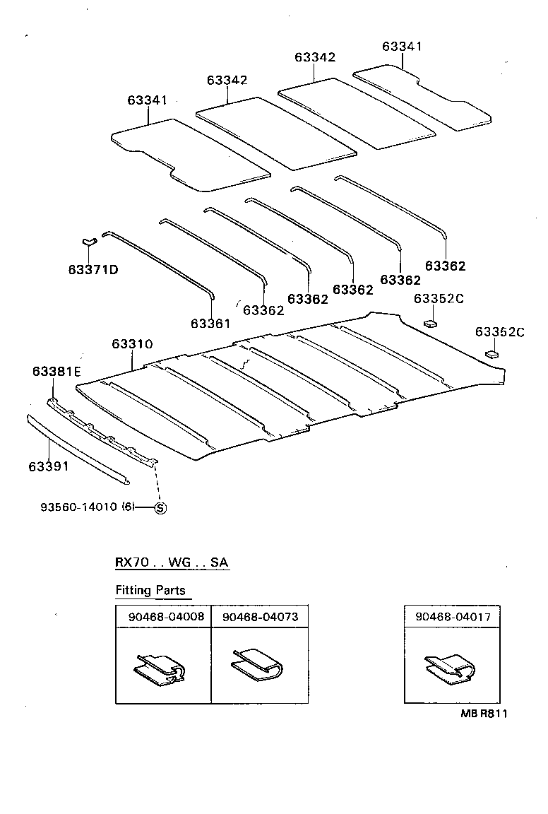 63391-22070-06 TRIM, ROOF HEADLINING, FRONT product image