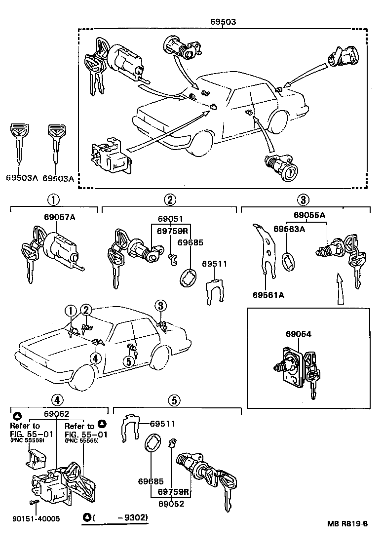 69005-22830 CYLINDER SET, LOCK product image