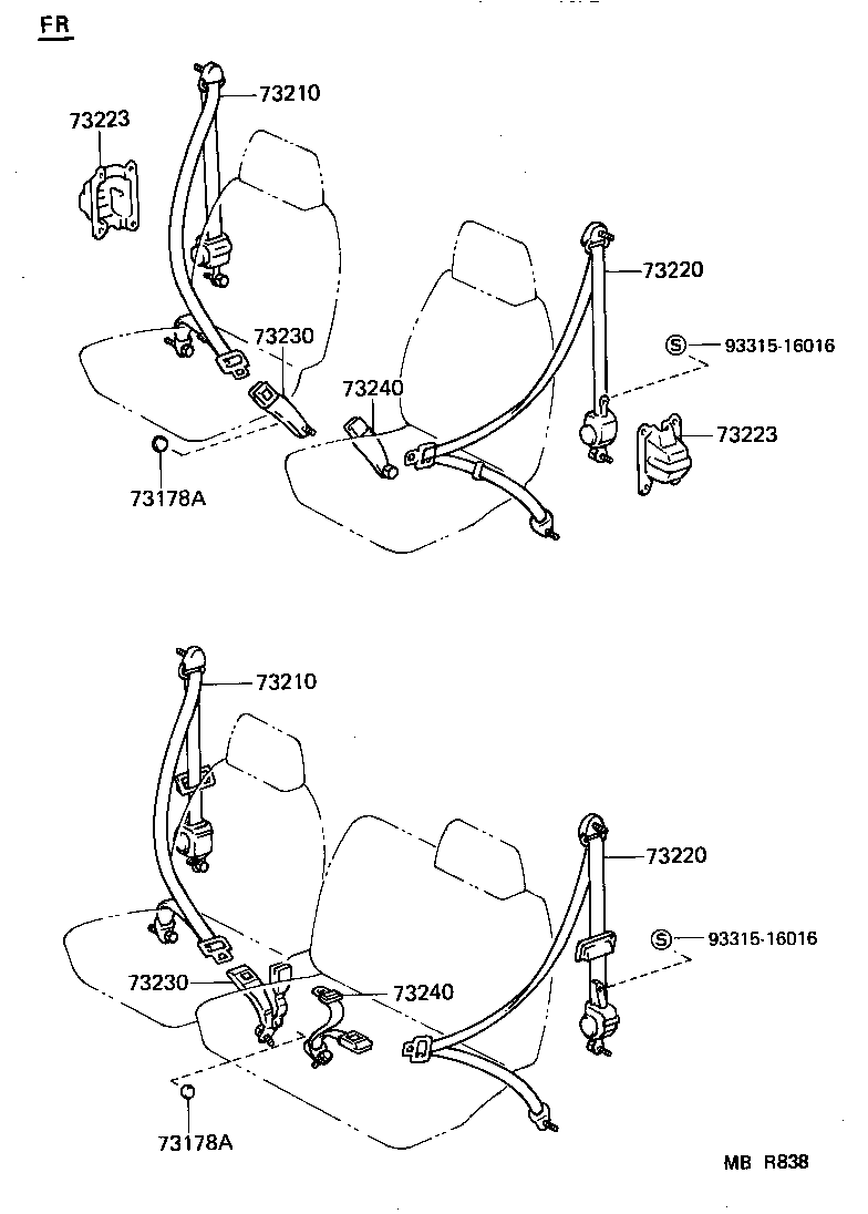 73390-95705-03 BELT ASSY, REAR NO.1 SEAT, INNER LH product image