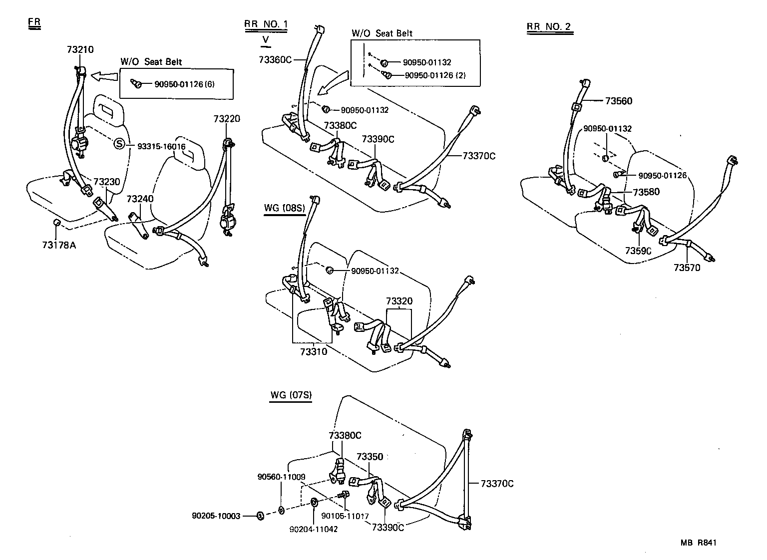 73560-95702-16 BELT ASSY, REAR NO.2 SEAT, OUTER RH product image