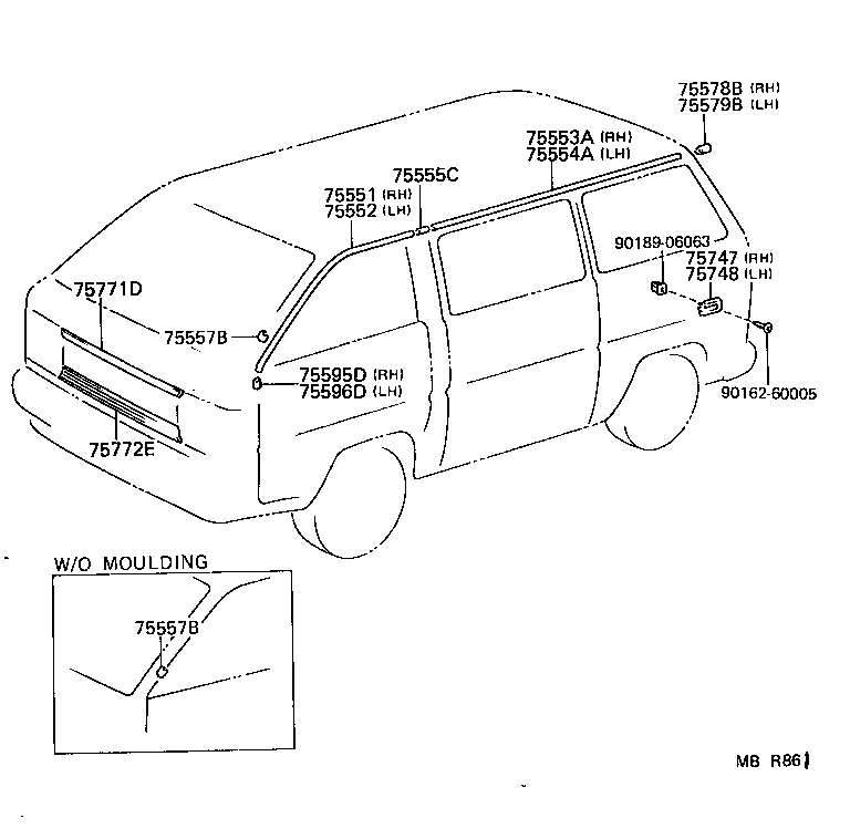 75771-95701 MOULDING, FRONT PANEL, UPPER product image