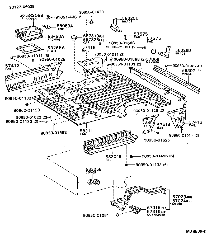 58311-28091 PAN, REAR FLOOR product image