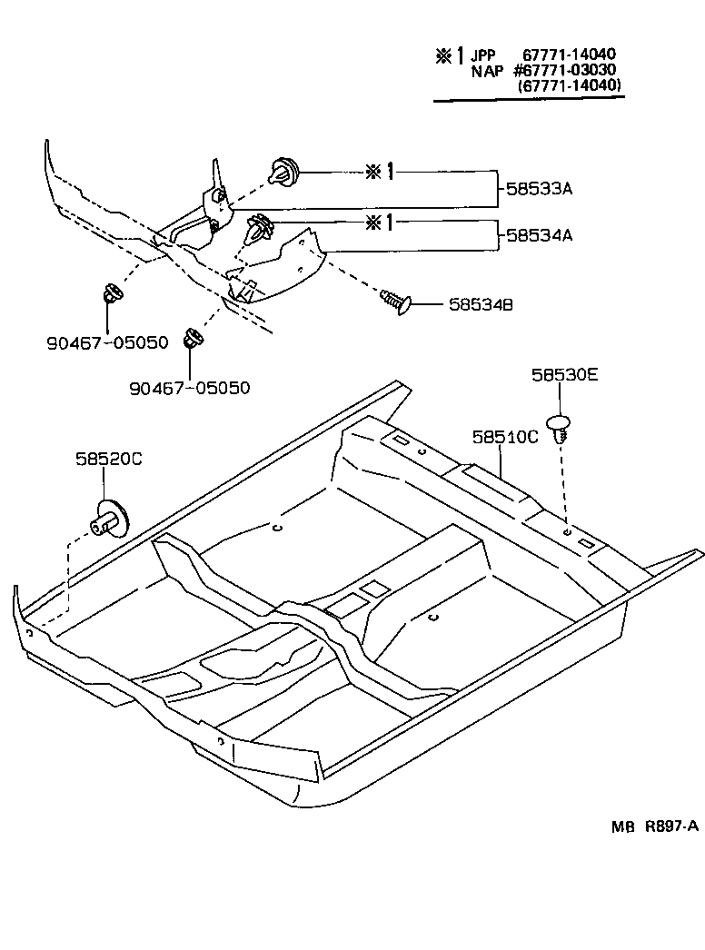 Toyota 58510-02090-J0 CARPET ASSY, FRONT FLOOR, FRONT