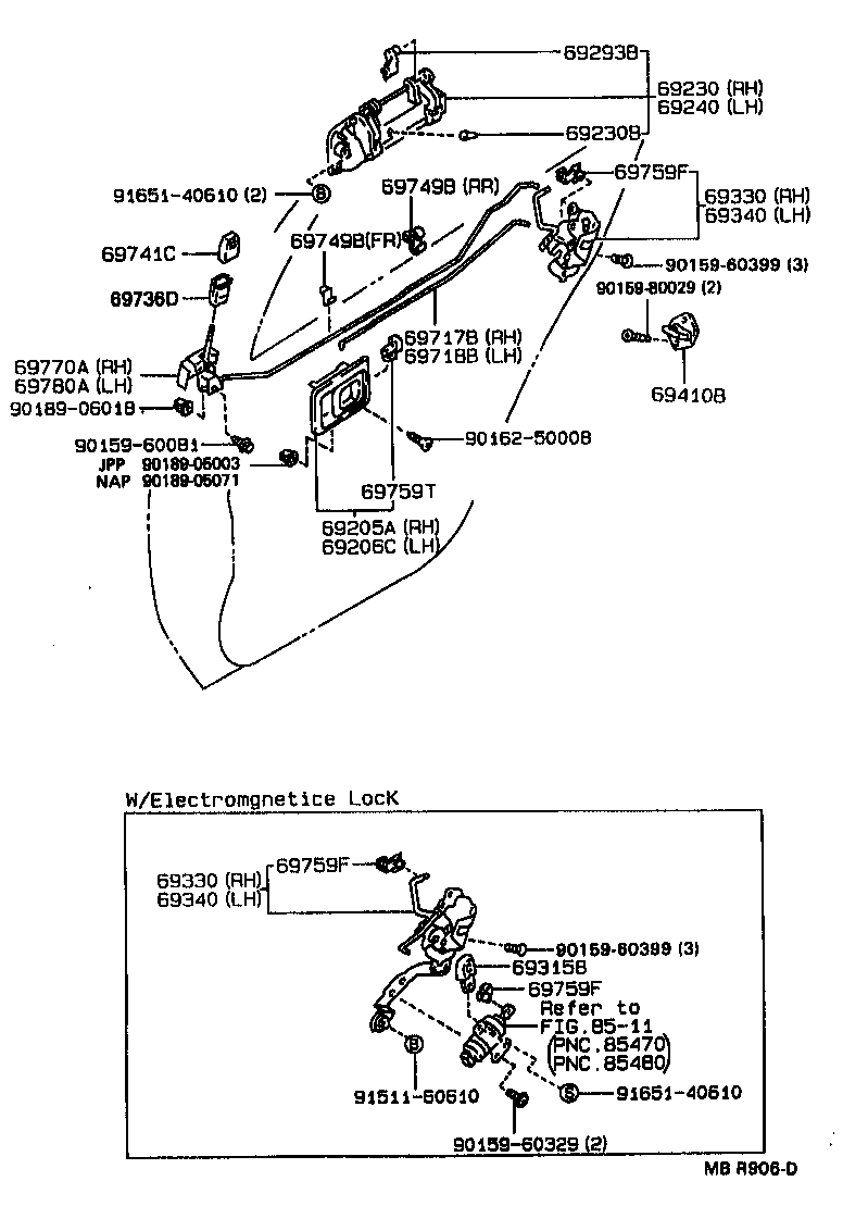 Toyota 69205-01020-J0 HANDLE SUB-ASSY, REAR DOOR INSIDE, RH