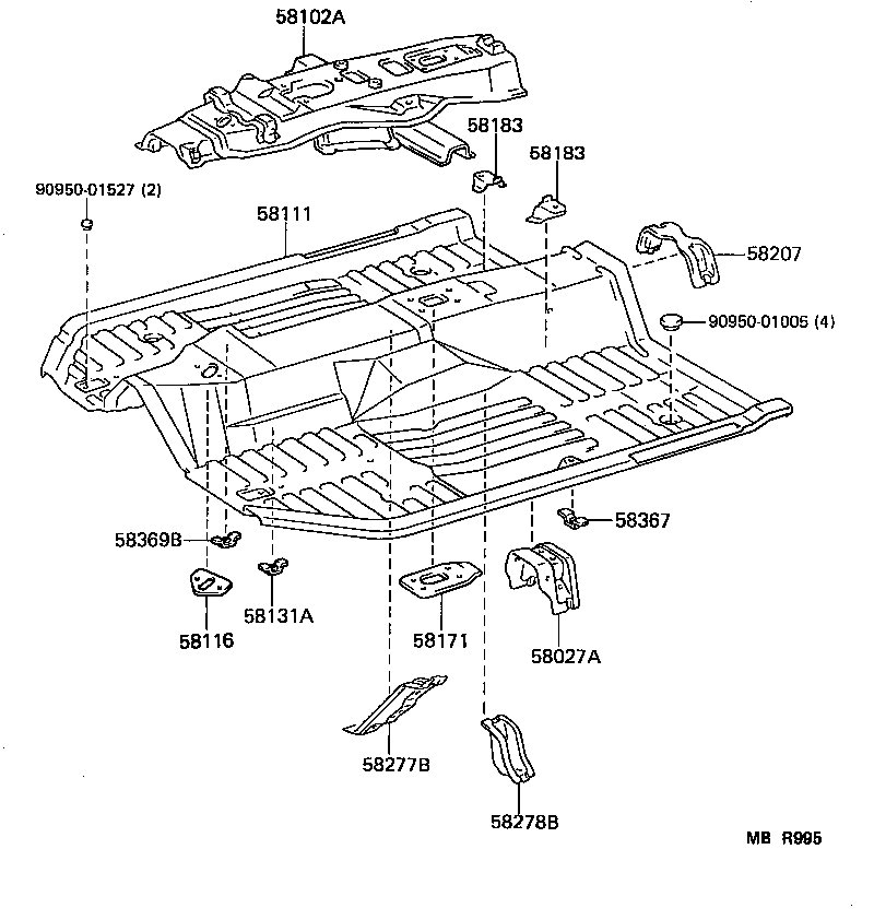 57068-32010 MEMBER SUB-ASSY, REAR FLOOR REAR CROSS, INNER product image