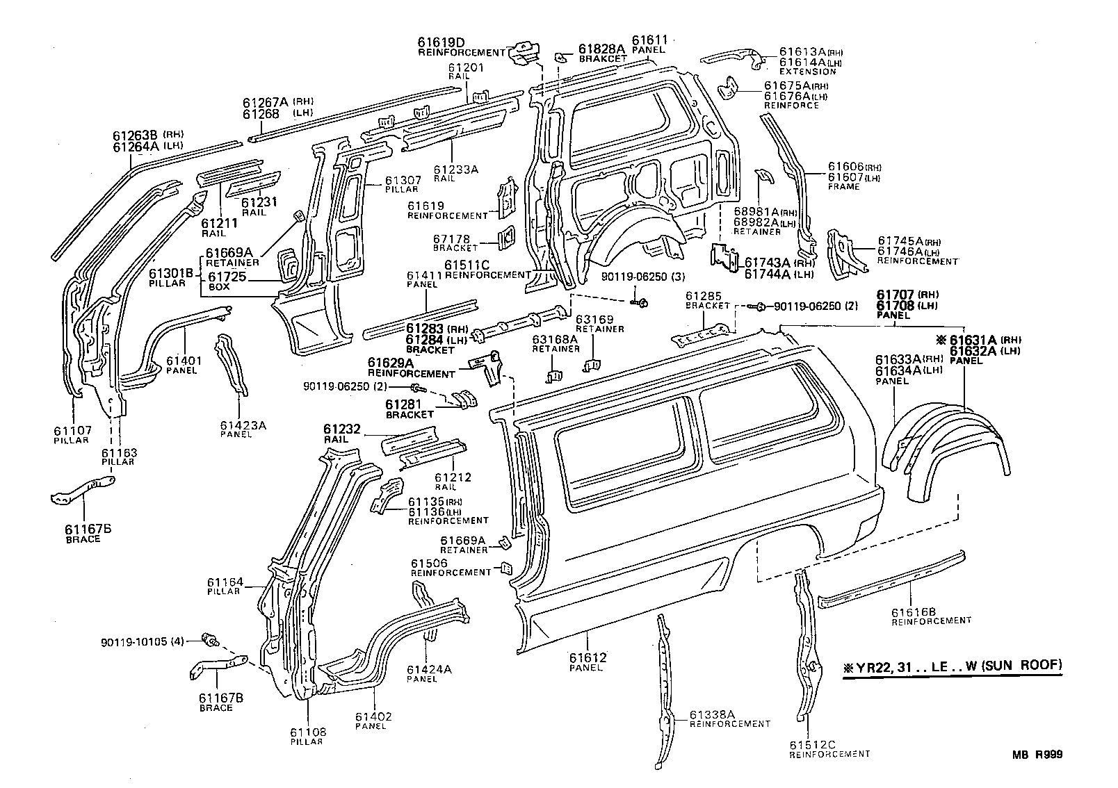 61503-28010 REINFORCEMENT, QUARTER LOCK PILLAR, RH product image