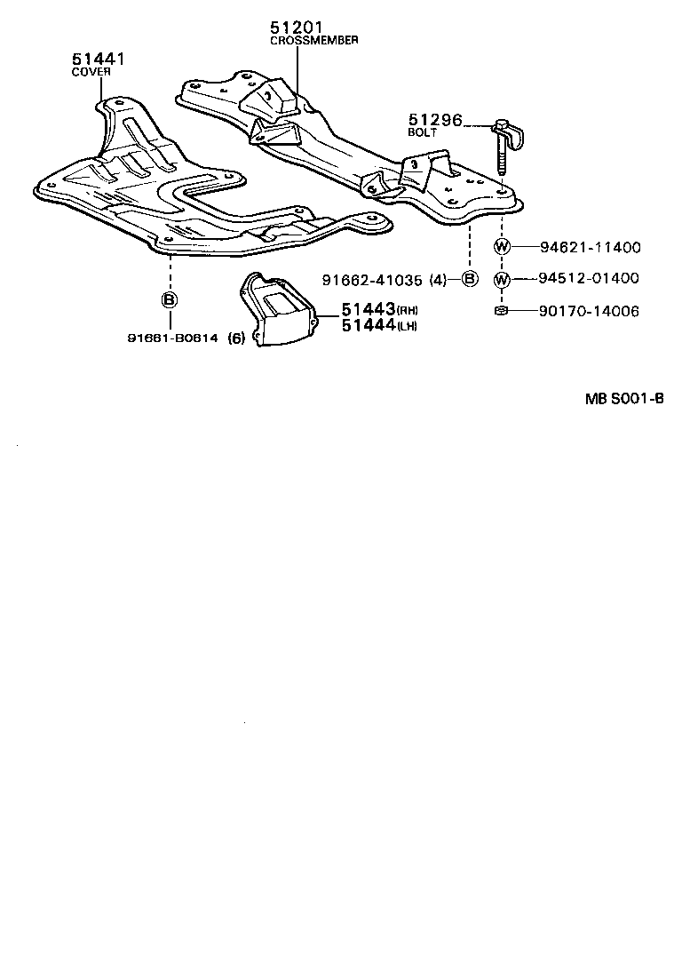 51443-40020 COVER, ENGINE UNDER, REAR RH product image