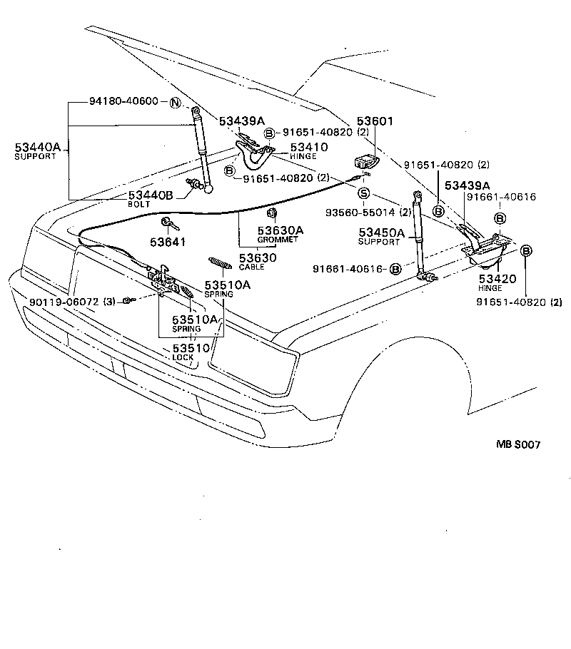53440-49035 SUPPORT ASSY, HOOD, RH product image