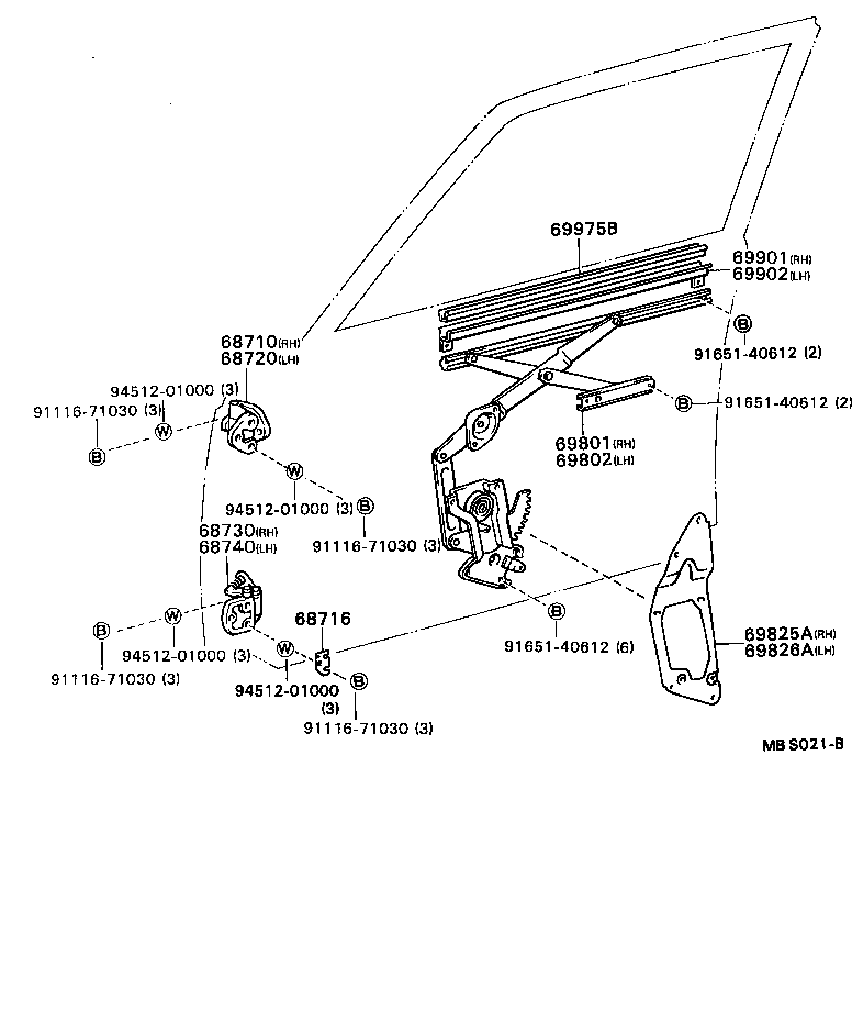 68740-40031 HINGE ASSY, FRONT DOOR, LOWER LH product image