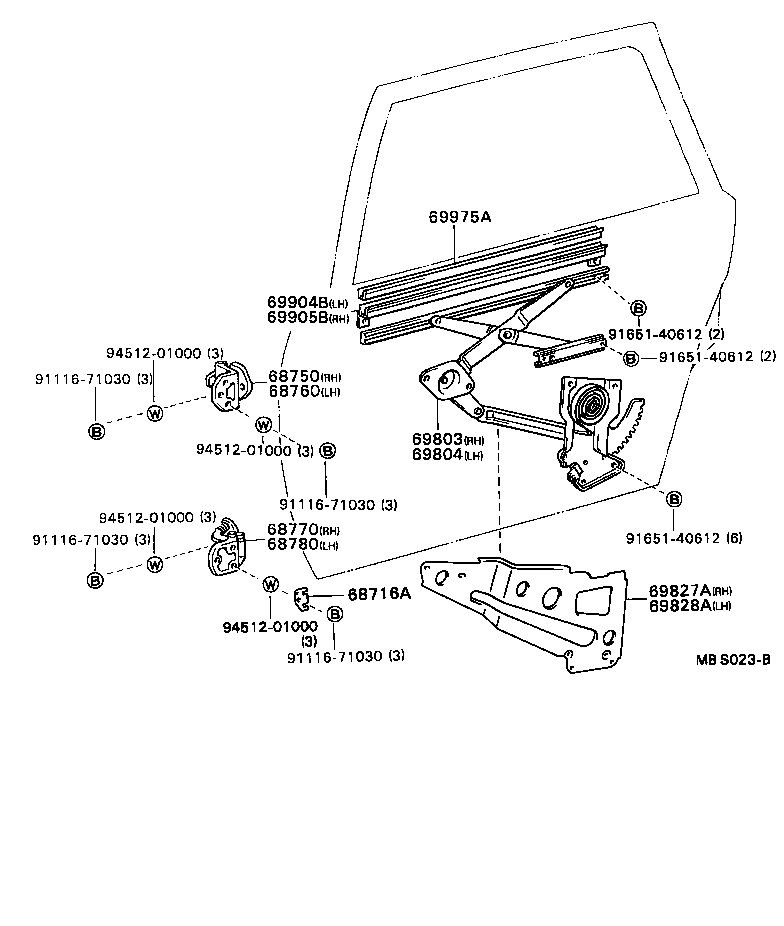 68770-40011 HINGE ASSY, REAR DOOR, LOWER RH product image
