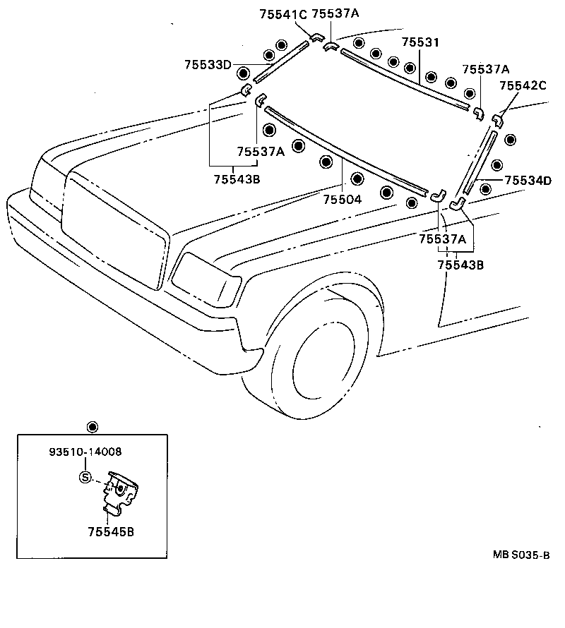 75504-91403 MOULDING SUB-ASSY, WINDSHILD, OUTSIDE LOWER product image