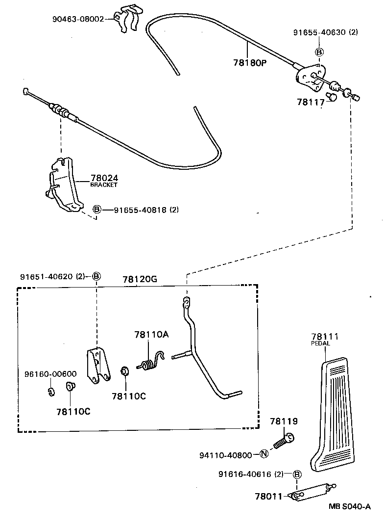 78024-40011 BRACKET SUB-ASSY, ACCELERATOR CONTROL CABLE product image