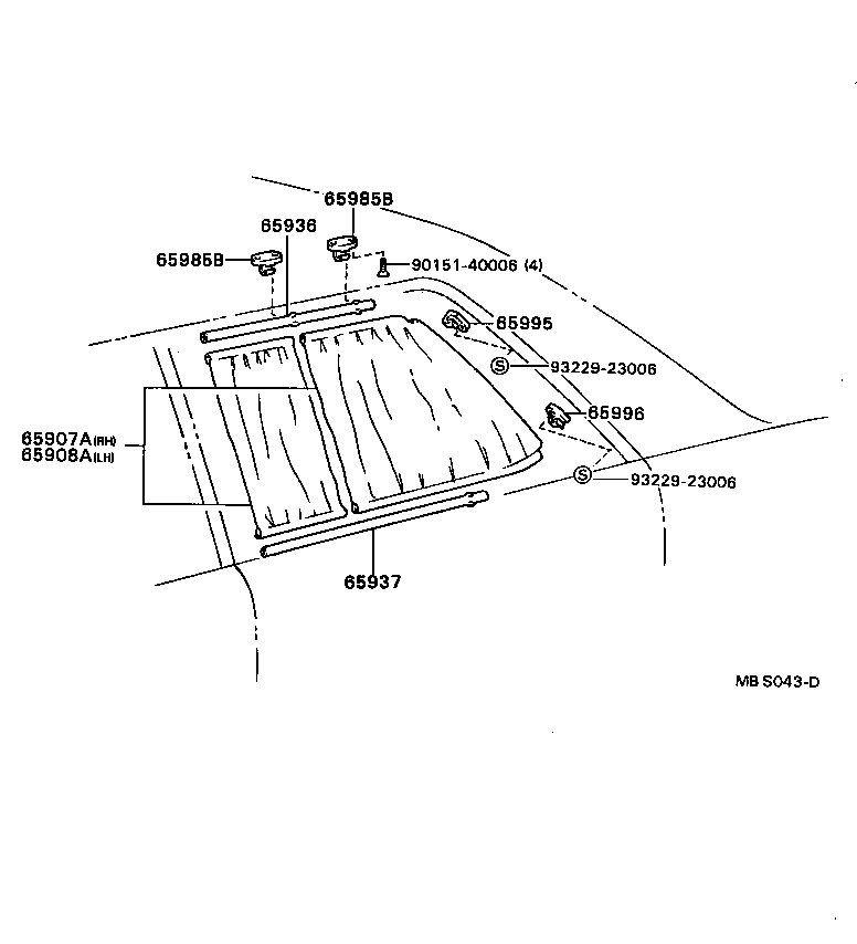 67044-40030 FRAME SUB-ASSY, REAR DOOR WINDOW, LH product image