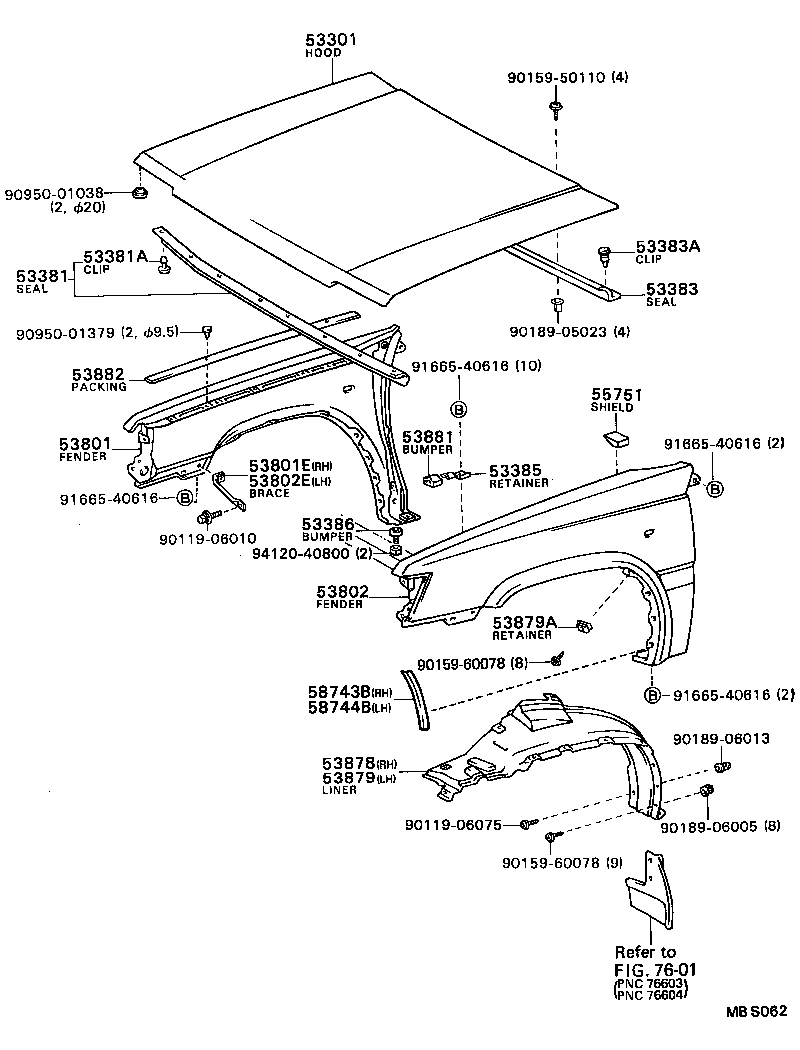 53802-16150 FENDER SUB-ASSY, FRONT LH product image