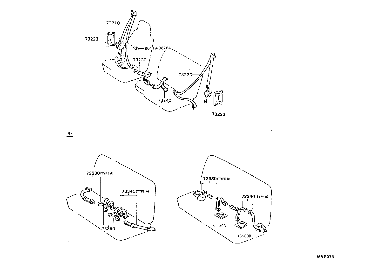 73330-92602-06 BELT ASSY, REAR SEAT LAP TYPE, RH product image