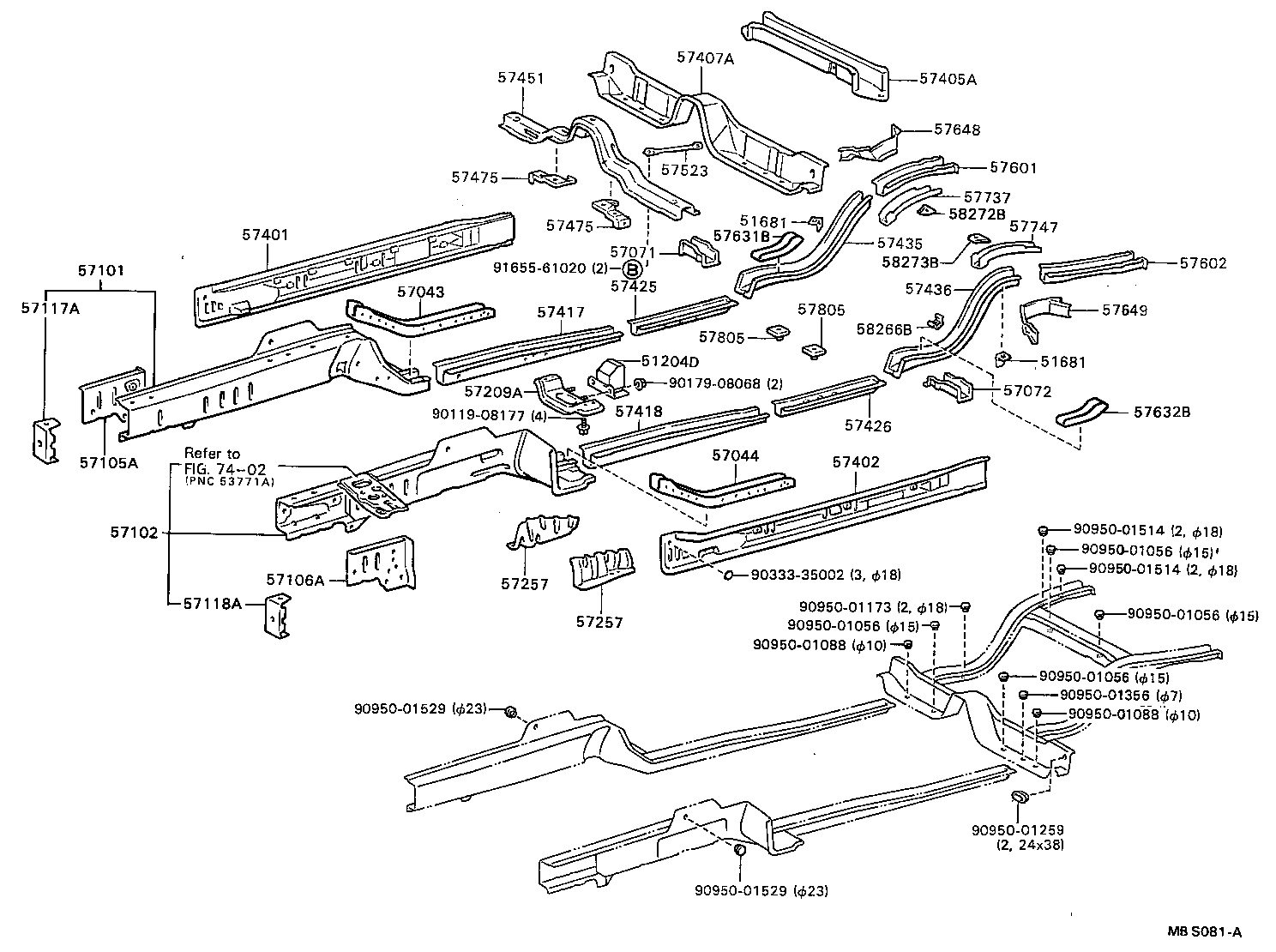 57101-24903 MEMBER SUB-ASSY, FRONT SIDE, RH product image