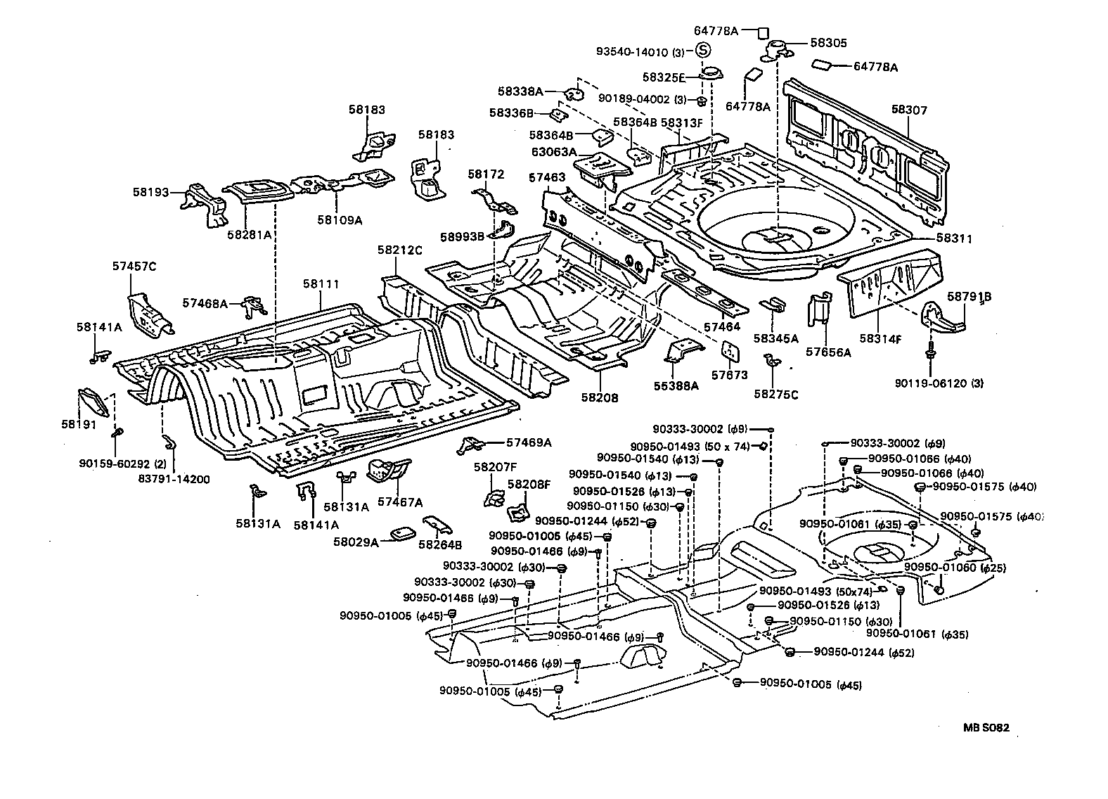 58212-91F01 PAN, CENTER FLOOR, FRONT product image