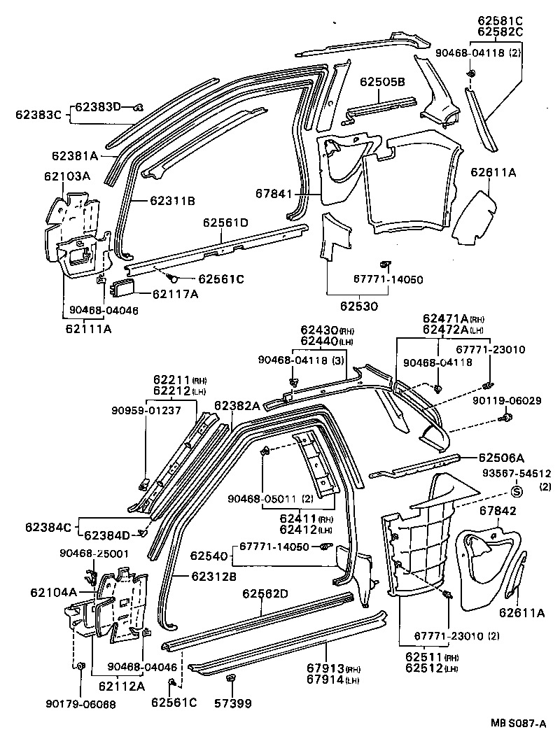 62381-24051 WEATHERSTRIP, ROOF SIDE RAIL, RH product image