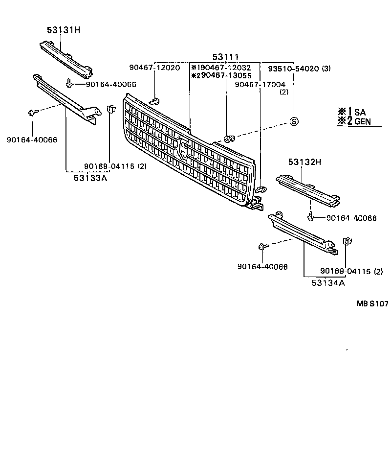 53101-91604 GRILLE, RADIATOR product image