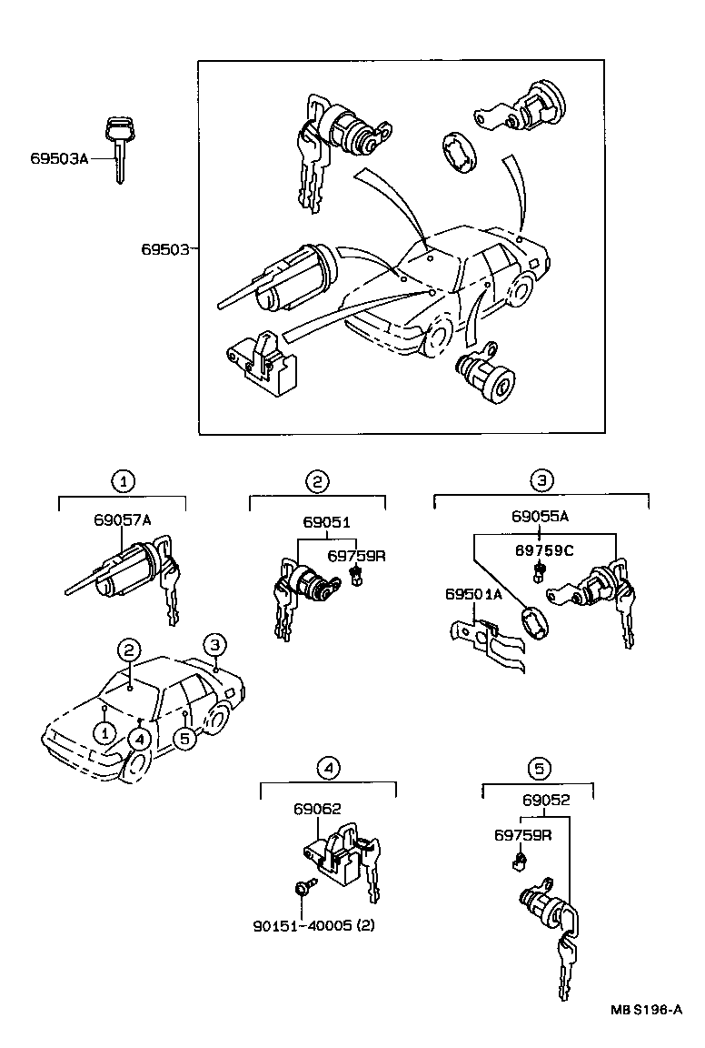 69005-20820 CYLINDER SET, LOCK product image