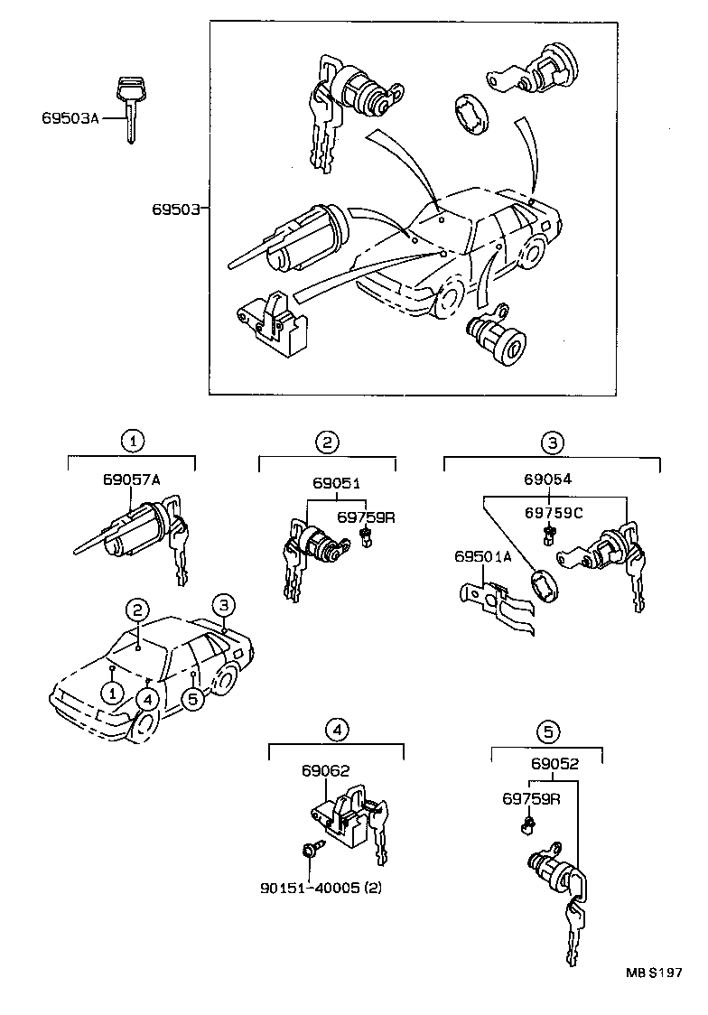 69005-20810 CYLINDER SET, LOCK product image